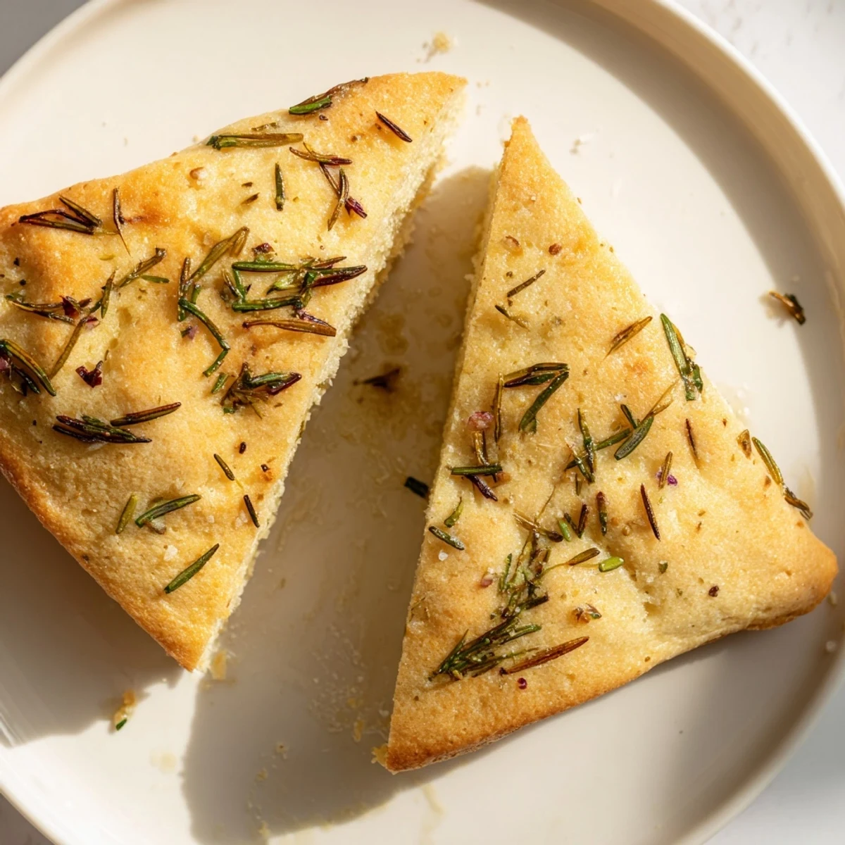 Crusty Yeast-Free Garlic and Rosemary Bannock Bread, golden brown, perfect with a warm bowl of soup.