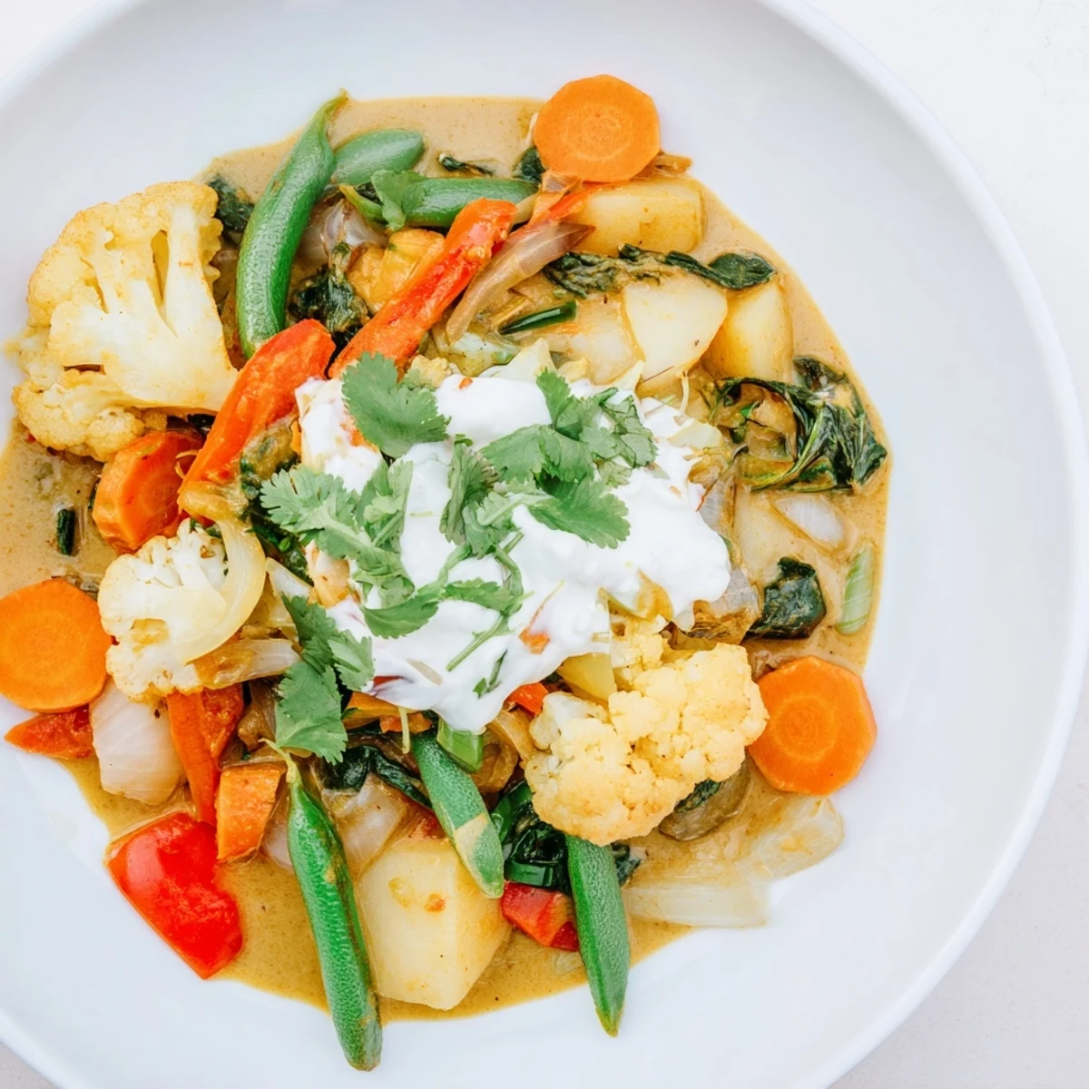 Waste-Free Vegetarian Curry: A colorful assortment of cooked vegetables simmering in a creamy sauce, ready to serve.