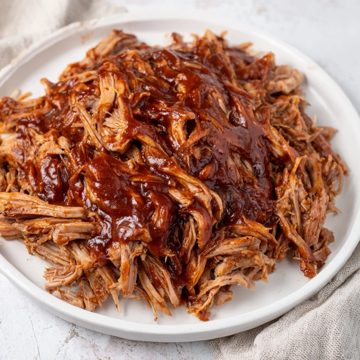 Tender, slow-cooked 5-Ingredient BBQ Pulled Pork ready to be pulled, glistening and fragrant for a savory meal.