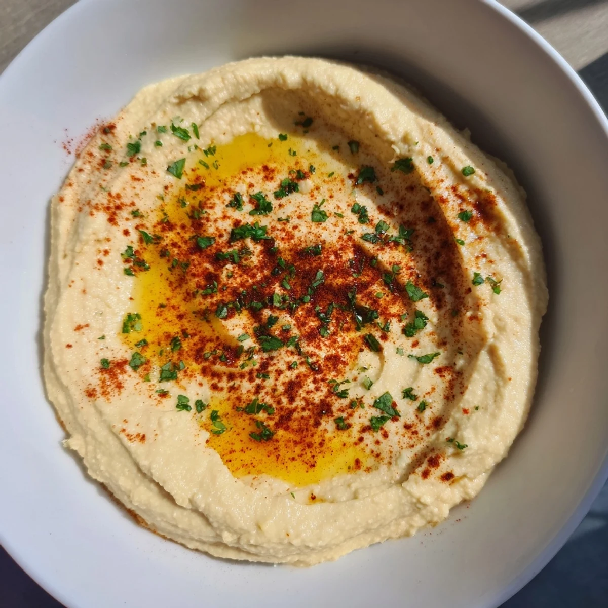 Perfect 5-Minute Homemade Hummus, smooth and creamy, served with pita bread for dipping.