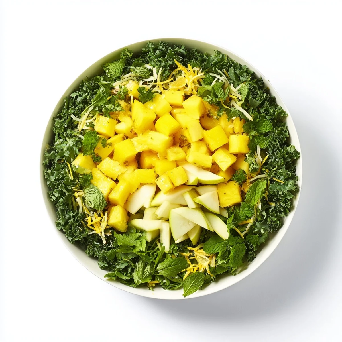 Freshly assembled Sunlit Glade salad: a colorful medley of fruits and greens, ready to eat.