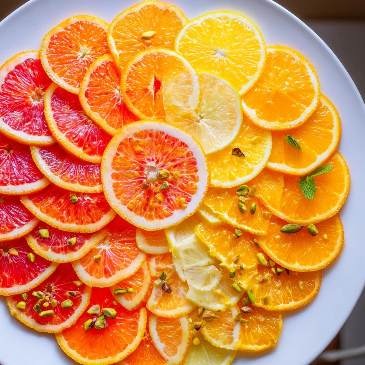 The Clockwork Orange appetizer platter displays vibrant citrus slices in a clock formation.