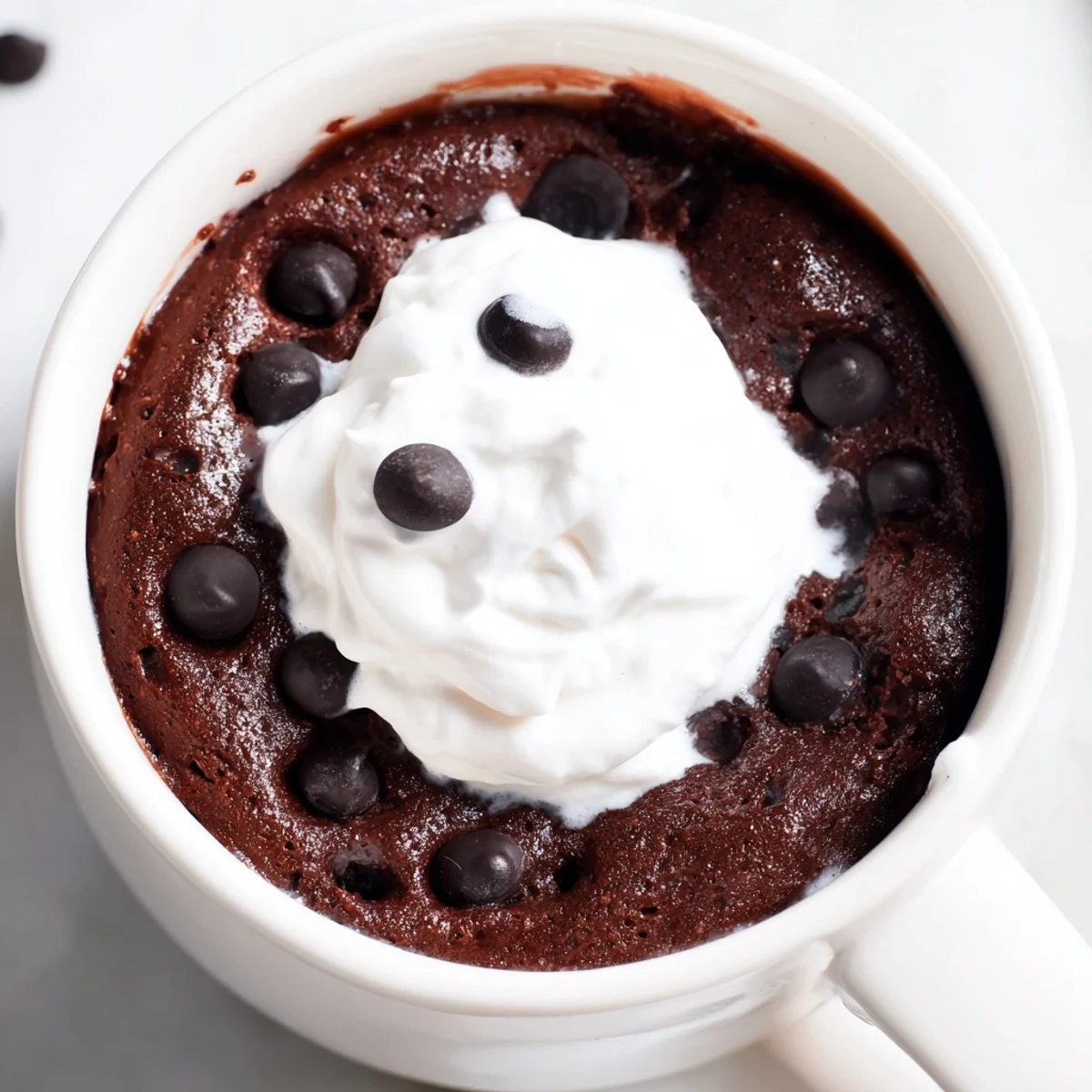 This warm chocolate mug cake, fresh from the microwave, offers a delicious, comforting bite.