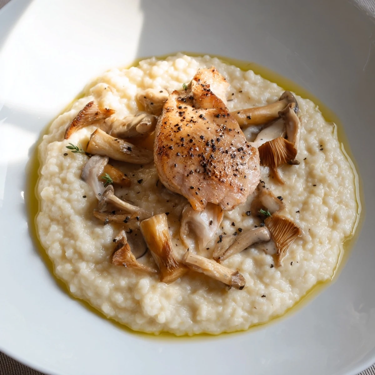 The Ghostly Gala features a poached chicken breast with creamy cauliflower and shadowy pepper.