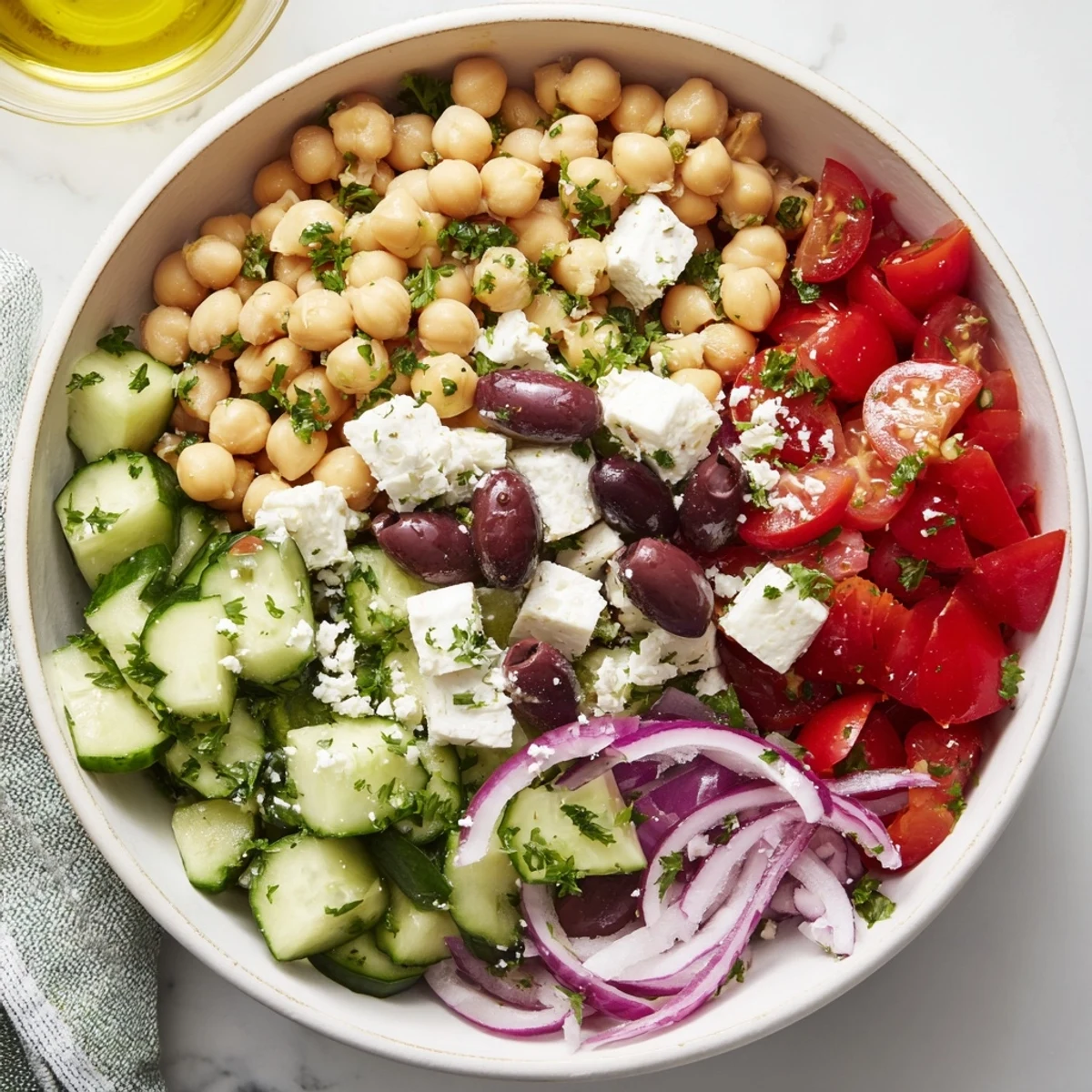 Mediterranean Chickpea Feta Bowl