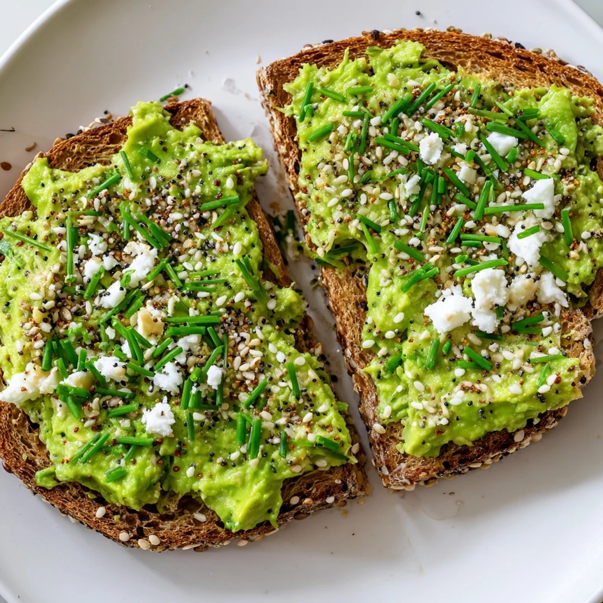 Creamy avocado toast with everything seasoning, a delicious and easy breakfast with golden toasted bread.