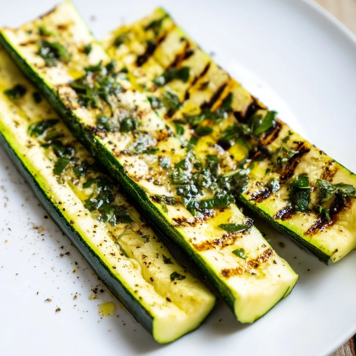 Tender grilled Garlic Herb Grilled Zucchini, seasoned with vibrant herbs, ready for a delicious Mediterranean dinner.