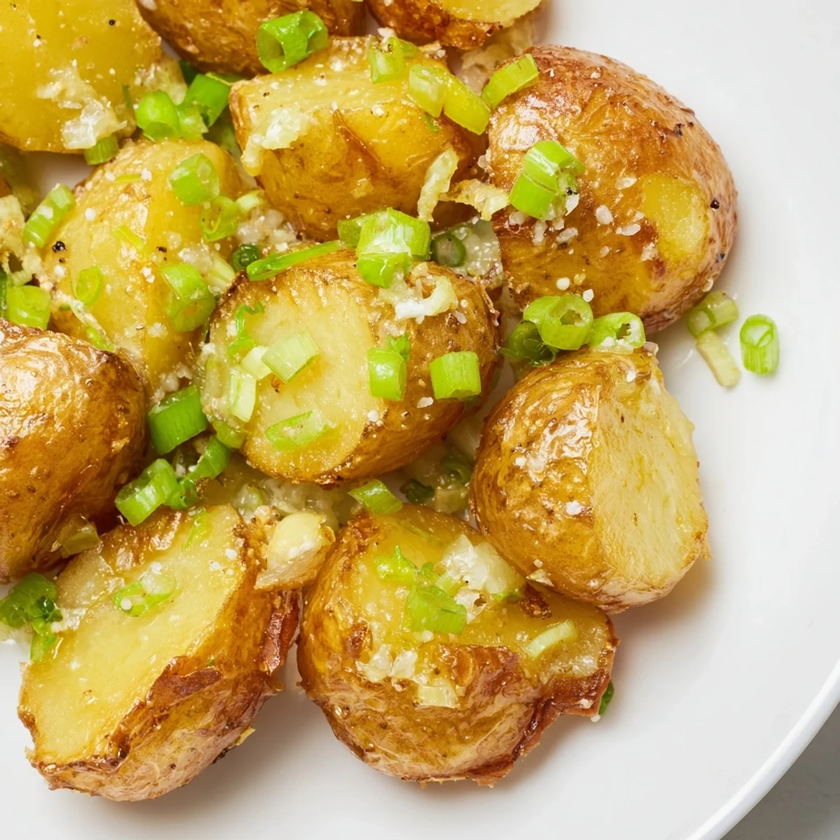 Oven-roasted Smashed Green Onion Potato Bombs, a vegetarian side dish bursting with fresh scallion flavor.