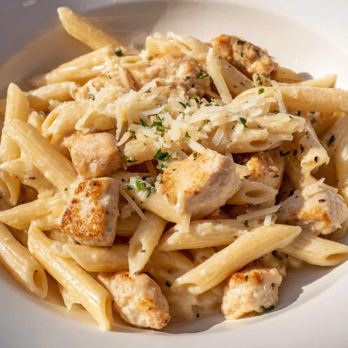 Quick Garlic Parmesan Chicken Pasta: a comforting, creamy bowl with tender chicken and perfect pasta.