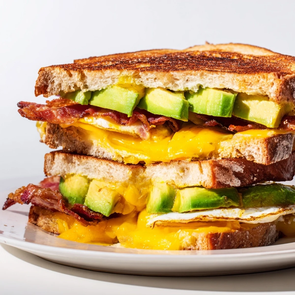 Serving a Loaded Breakfast Sandwich with runny yolk eggs and spinach beside a mug of hot coffee for a cozy morning.