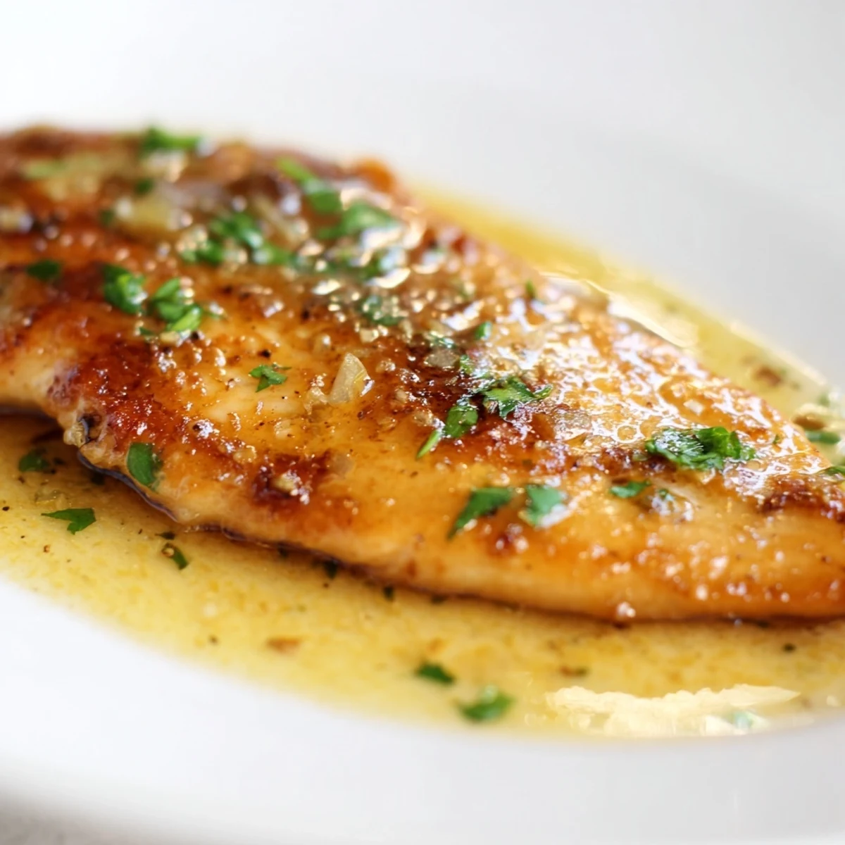 Tender gluten-free chicken cutlets swimming in a zesty lemon butter sauce alongside vibrant, garlicky wilted spinach.