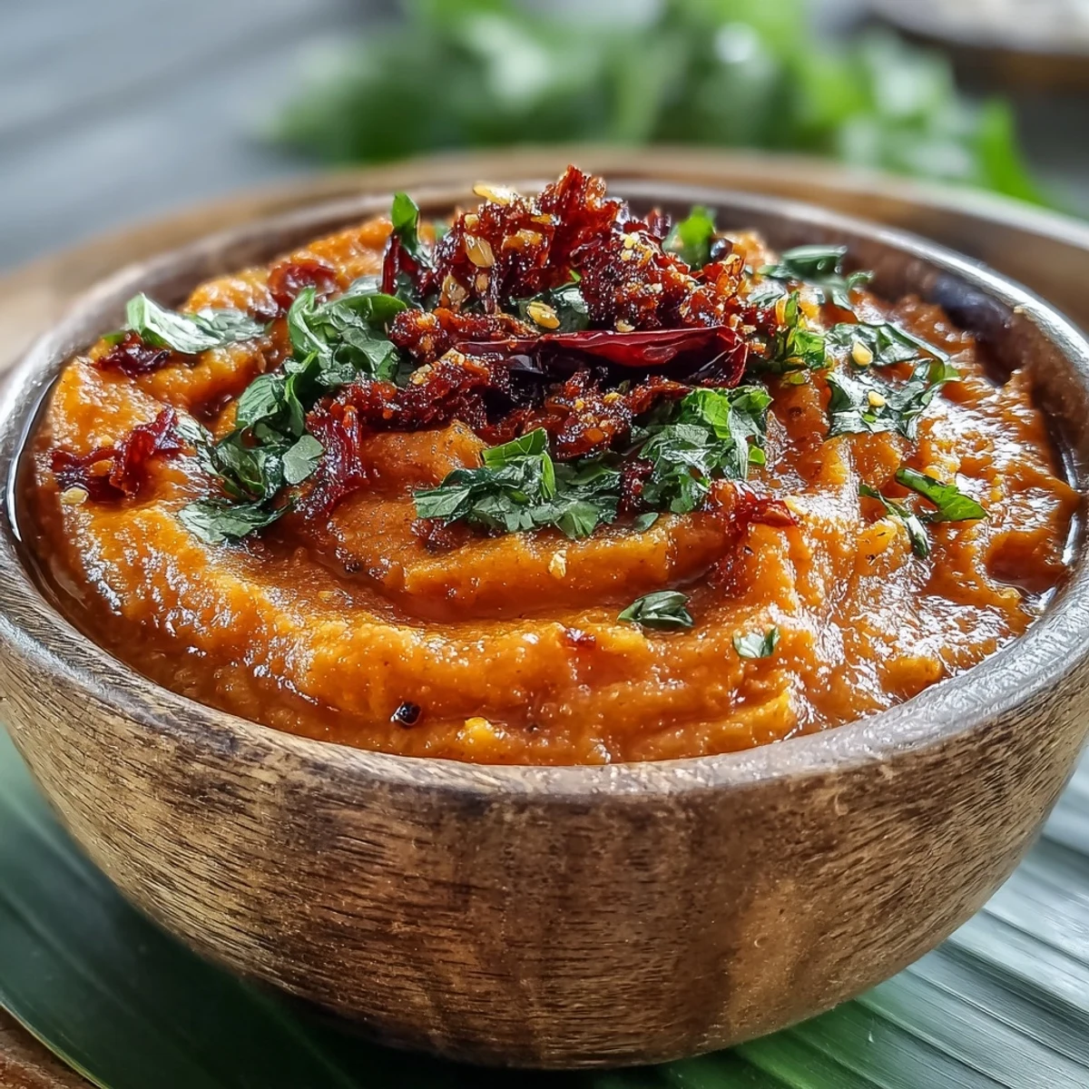 Vibrant pink Guava Chutney blended with coconut and tempered with mustard seeds, served in a rustic white bowl.