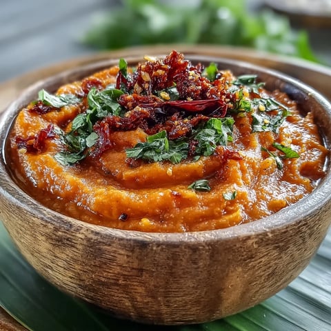 Vibrant pink Guava Chutney blended with coconut and tempered with mustard seeds, served in a rustic white bowl.