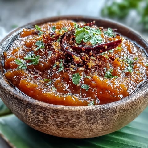 Spoonful of fresh Guava Chutney with visible ginger and green chilies, perfect for topping hot dosa or idli.