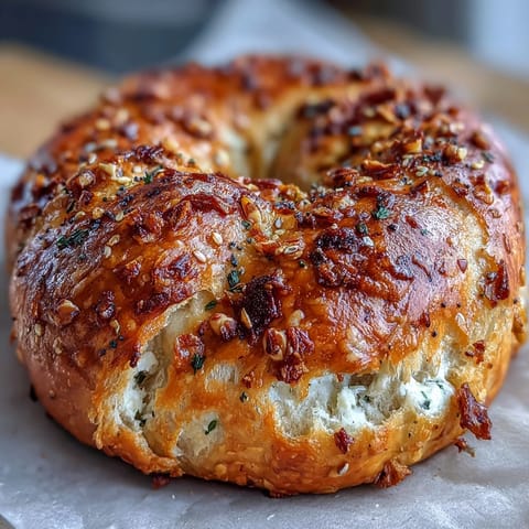 Soft, chewy high-protein Greek yogurt bagels topped with everything seasoning, golden and freshly baked.