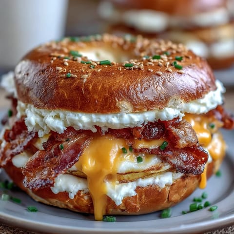 High-protein breakfast sandwiches with fluffy baked eggs and melted cheddar on chewy whole wheat bagels, ready for meal prep and busy mornings.