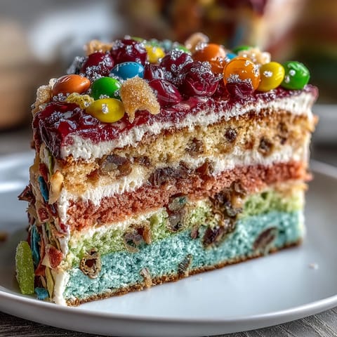 Cinco de Mayo Piñata Cake with vibrant rainbow layers and a candy-filled center.