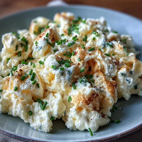 Creamy cottage cheese scrambled eggs with fluffy texture and rich flavor, perfect for a high-protein breakfast.  