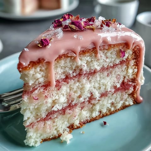 Elegant pink velvet cake with rosé wine, perfect for celebratory moments.