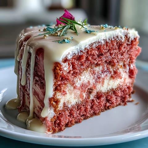 Elegant Bridal Shower Rosé Velvet Cake with shimmering gold drip.