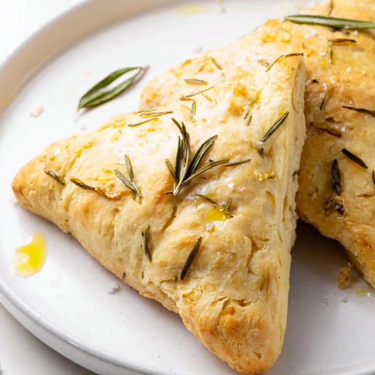 Freshly baked Yeast-Free Garlic and Rosemary Bannock Bread, fragrant with herbs, ready to be cut and served.