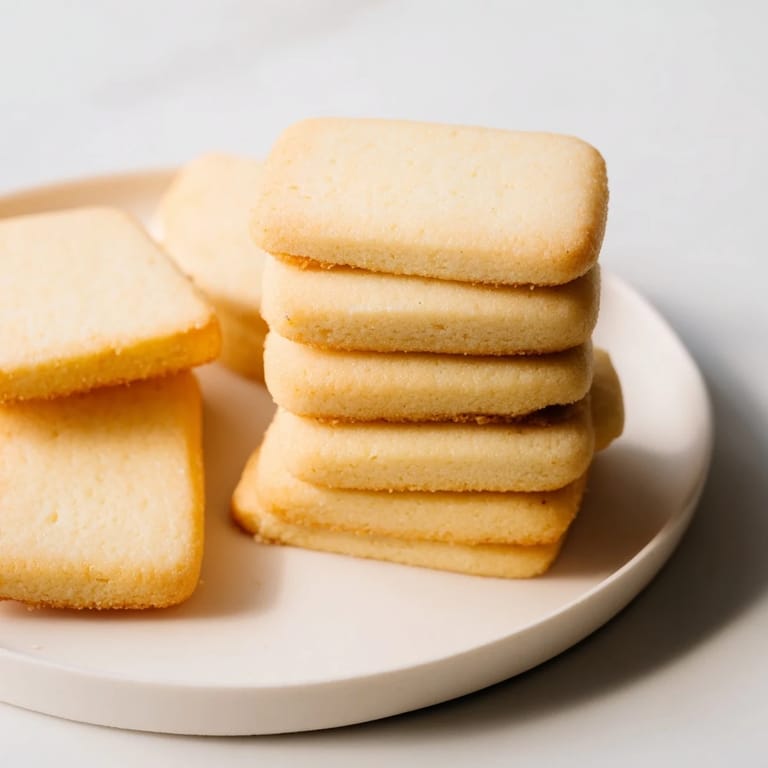 Close-up shot shows the buttery, textured edges of freshly baked Honey Butter Shortbread Cookies ready to enjoy.