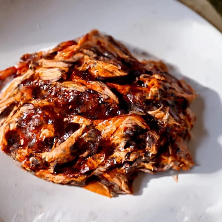 Fork-shredded 5-Ingredient BBQ Pulled Pork, a juicy, easy recipe with a sweet and savory BBQ sauce.
