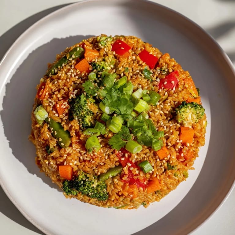 Sizzling photo of Crispy Vegetable Fried Rice Bowls, aromatic with ginger, served hot in a bowl.