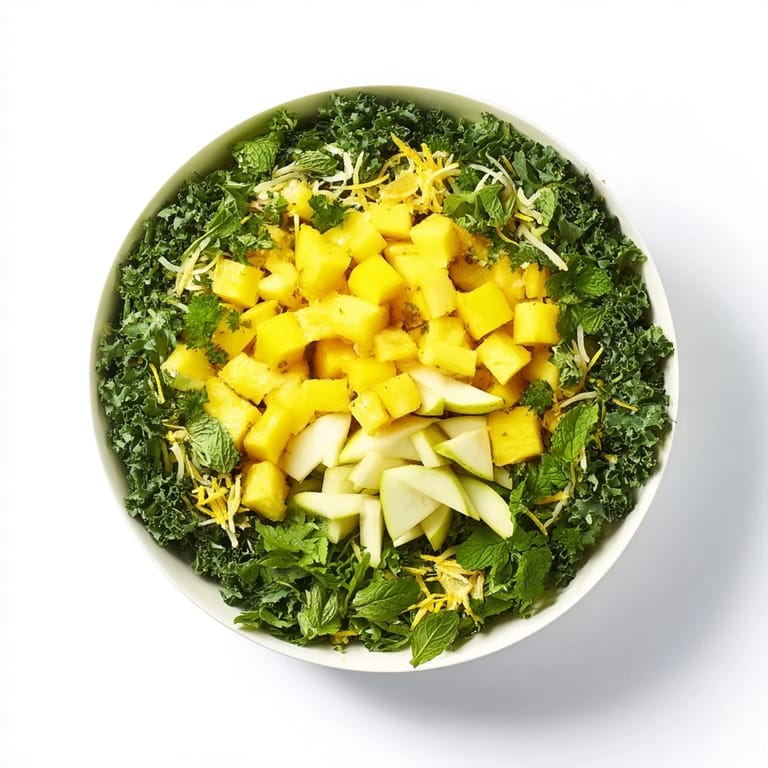 Freshly assembled Sunlit Glade salad: a colorful medley of fruits and greens, ready to eat.