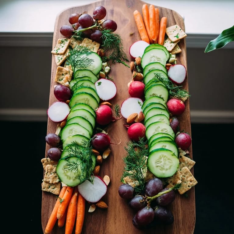 A beautiful presentation of The Zen Balance, showcasing equal portions of fresh produce and goat cheese.