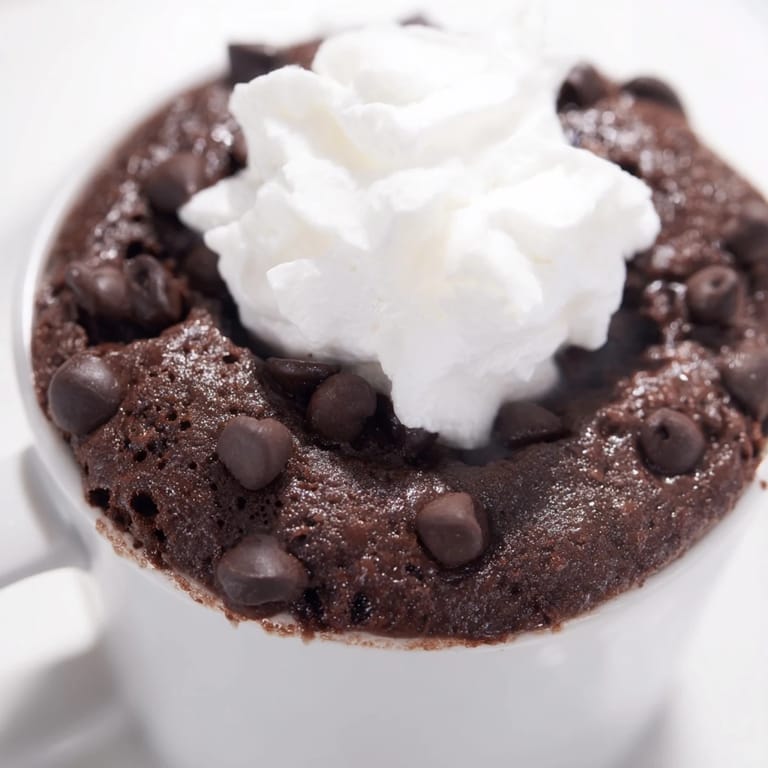 A single serving of fluffy chocolate mug cake, ready in minutes, ideal for chocolate cravings.