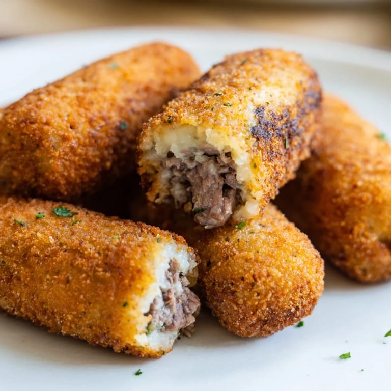 Freshly fried Dutch croquettes, a delicious appetizer ready to serve with mustard for dipping.