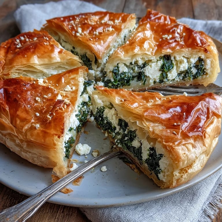 A freshly baked Feta and Kale Börek tart sits beside a bright salad.