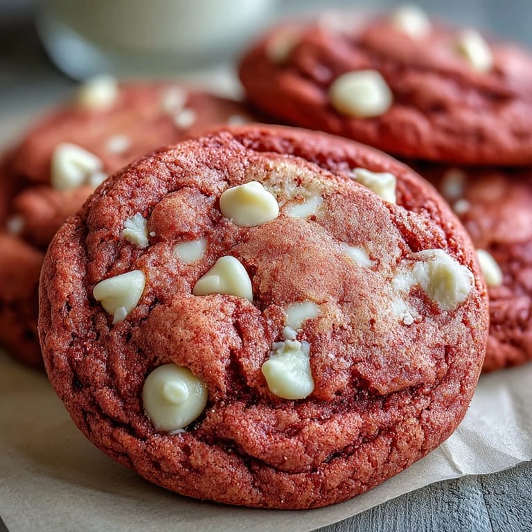 A batch of chewy Pink Velvet Cookies displayed on a ceramic plate, ready for a festive celebration.