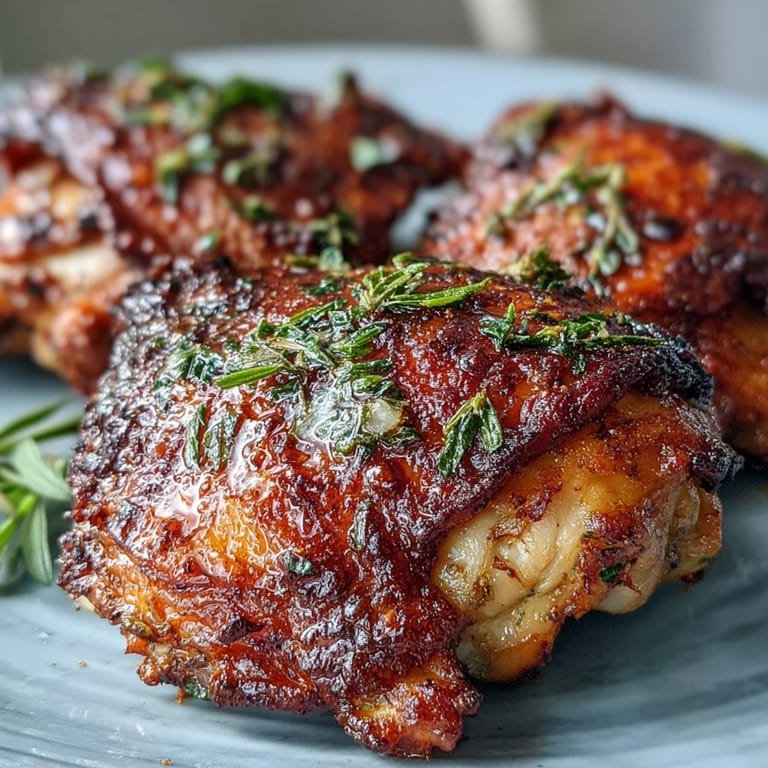 Evenly seasoned Crispy Baked Bone-In Chicken Thighs resting on a wire rack for maximum crisp.