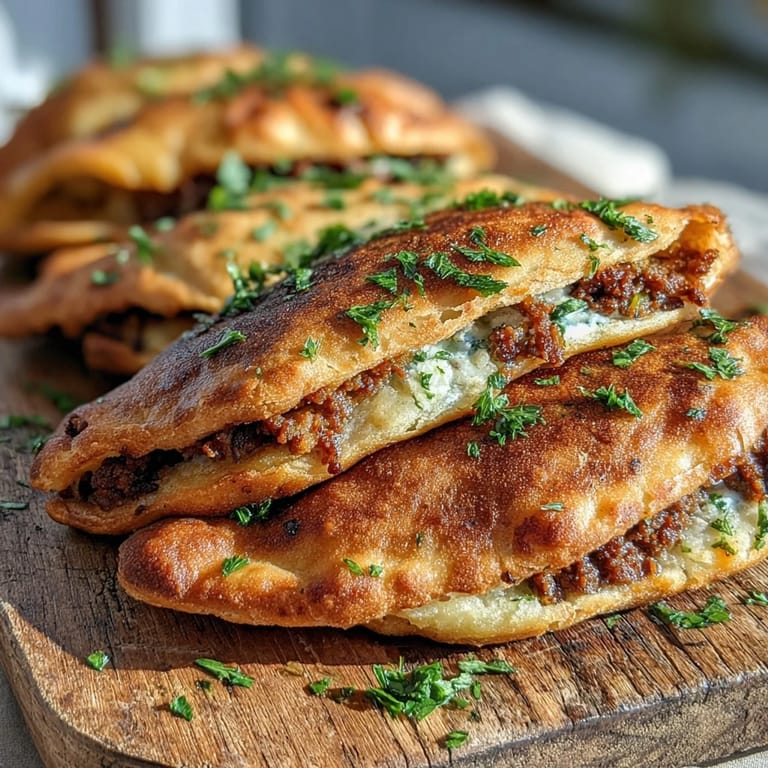 Sizzling Lebanese Arayes stuffed with fragrant meat and herbs, brushed with olive oil.