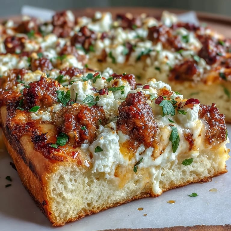 Bubbling mozzarella and crumbled feta cover this spicy sausage pizza with a sweet honey drizzle.