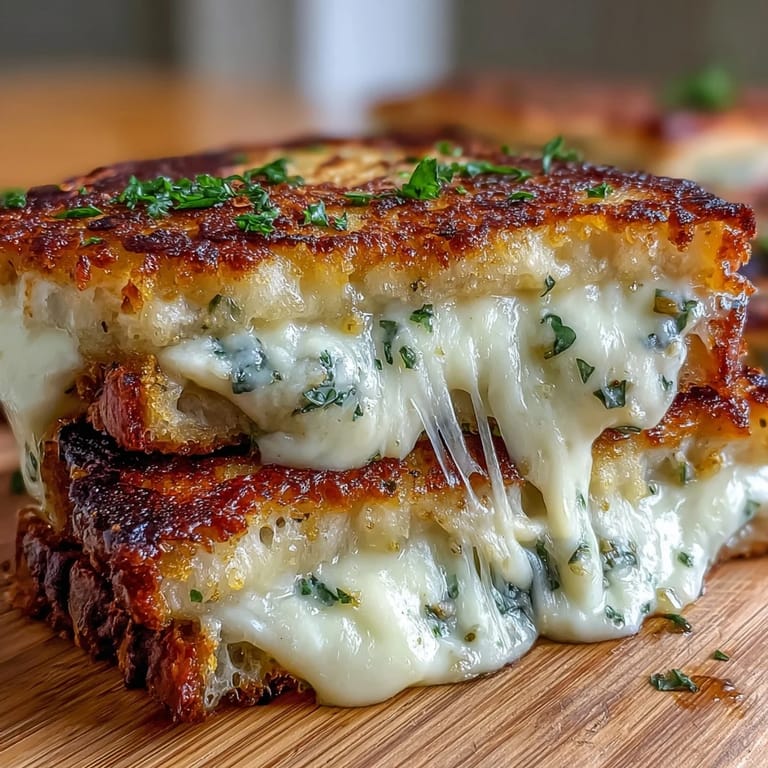 Decadent grilled cheese sandwich made with naan bread, nutty brown butter, garlic, and gooey mozzarella, perfect for lunch.