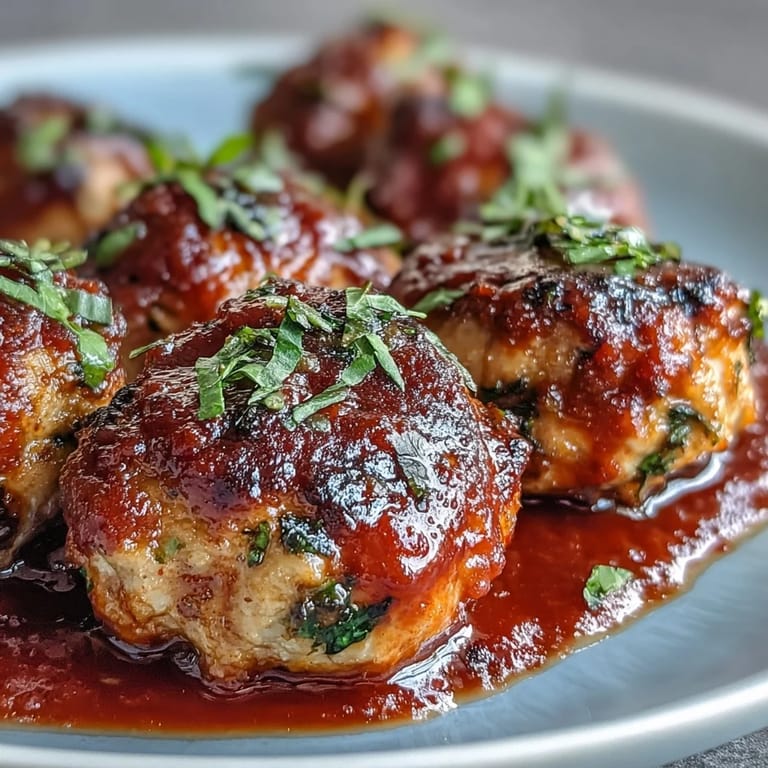 Juicy turkey and vegetable meatballs baked to perfection and topped with fresh basil marinara for a clean-eating meal.
