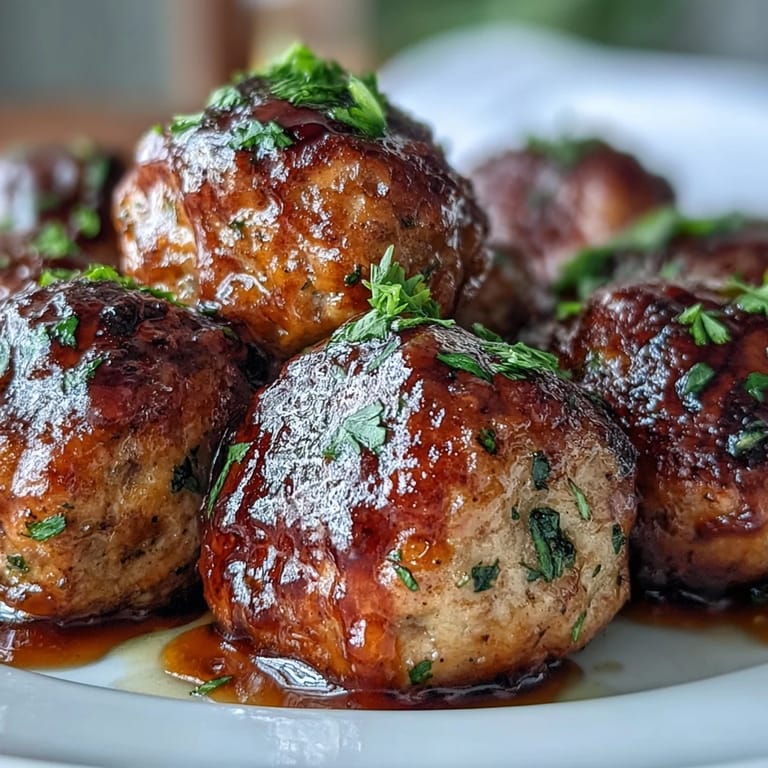 Juicy teriyaki turkey meatballs with a light honey-soy glaze, complemented by caramelized pineapple and vegetable skewers for a balanced, easy dinner.