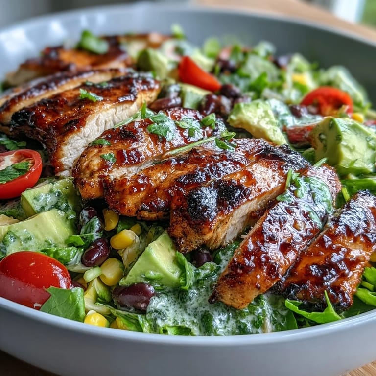 Colorful Southwest Chicken Power Salad with Black Beans and Corn - protein-packed, gluten-free, and bursting with flavor from fresh cilantro and smoky grilled chicken.