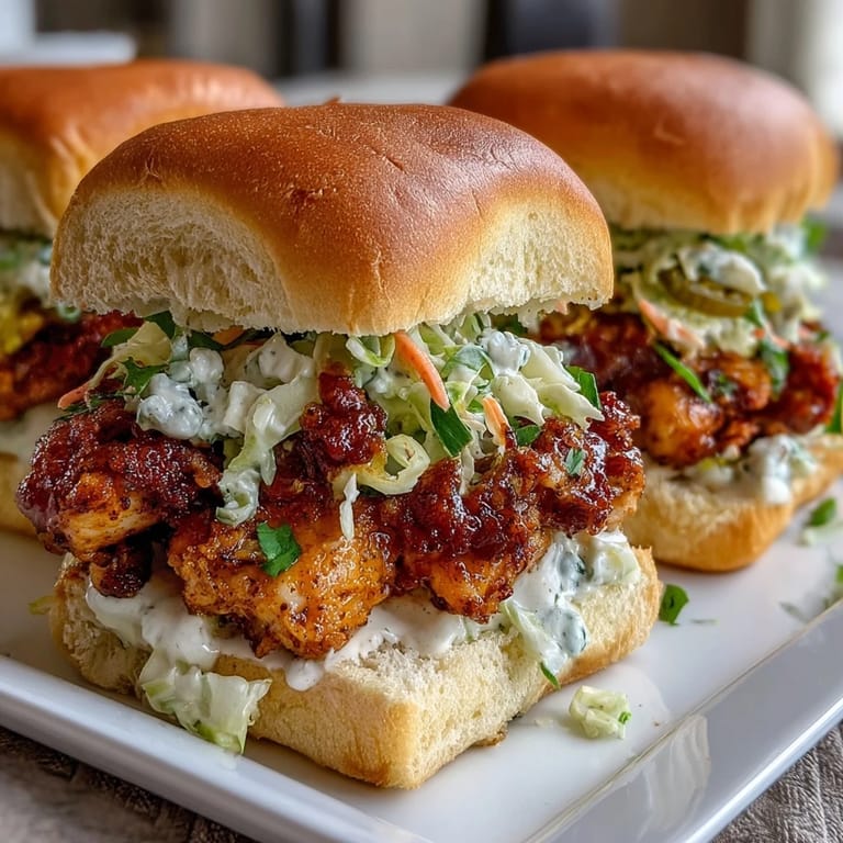 3. Flavor-packed Mississippi chicken sliders with creamy coleslaw, served on soft buns for a crowd-pleasing, easy-to-make party appetizer.
