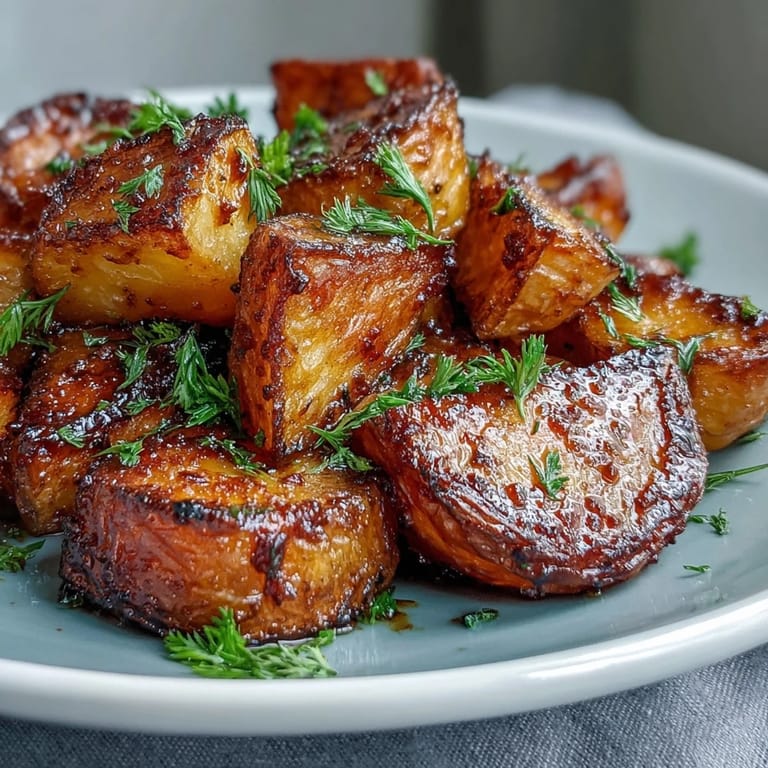 Glazed honey roasted carrots and parsnips, savory and sweet, roasted until caramelized and golden brown.
