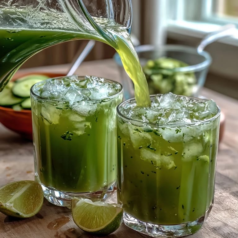 A refreshing blend of cucumber, mint, and lime in a tall glass, perfect for a healthy detox.