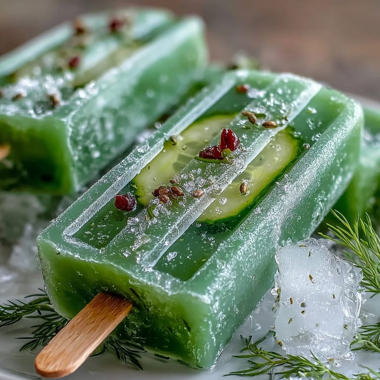 Tangy dill Pickle Juice Popsicles, a cool, sweet-and-sour dessert from the viral trend.