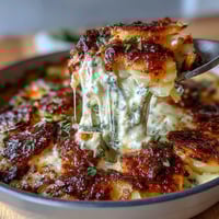 Creamy Au Gratin Potatoes baked to golden perfection with bubbling Gruyère cheese and tender Yukon Gold slices.  