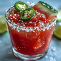 Vibrant watermelon jalapeño margarita mocktail with fresh lime and a spicy kick, perfect for festive celebrations.